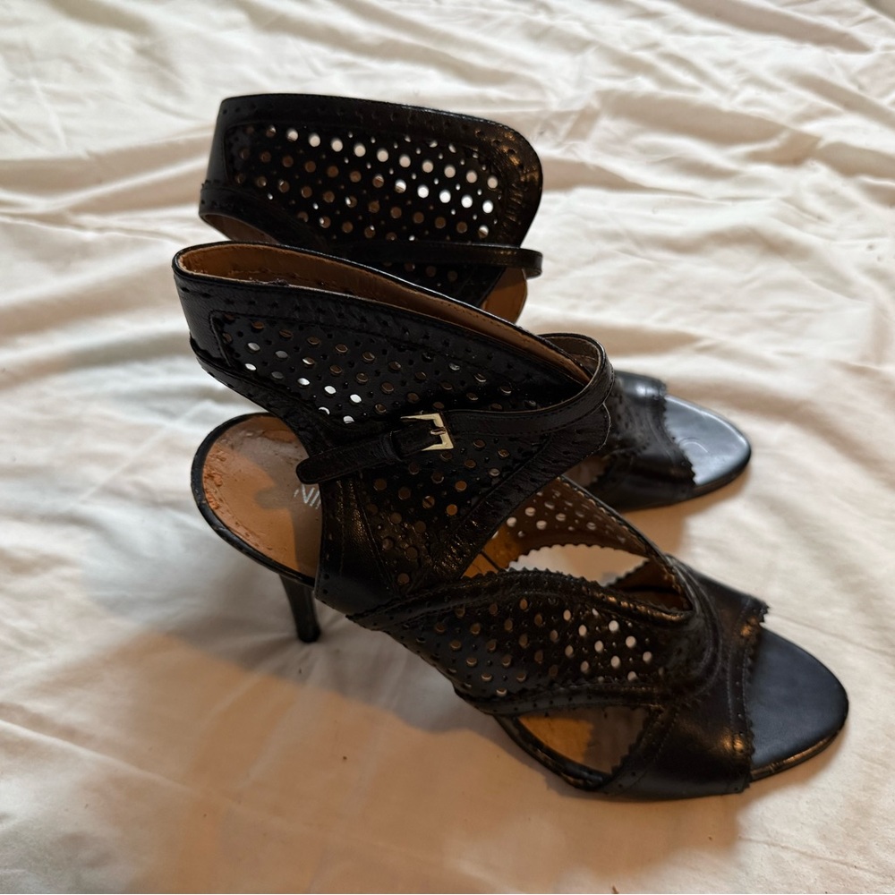 Nine West Black Strappy Heels